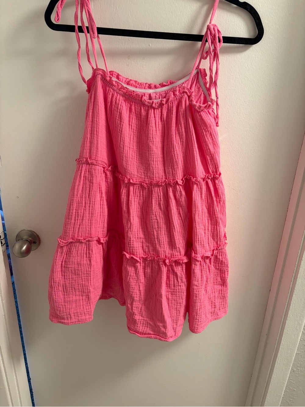 HYFVE Hot Pink preppy baggy flowy Tiered Mini Dress size M